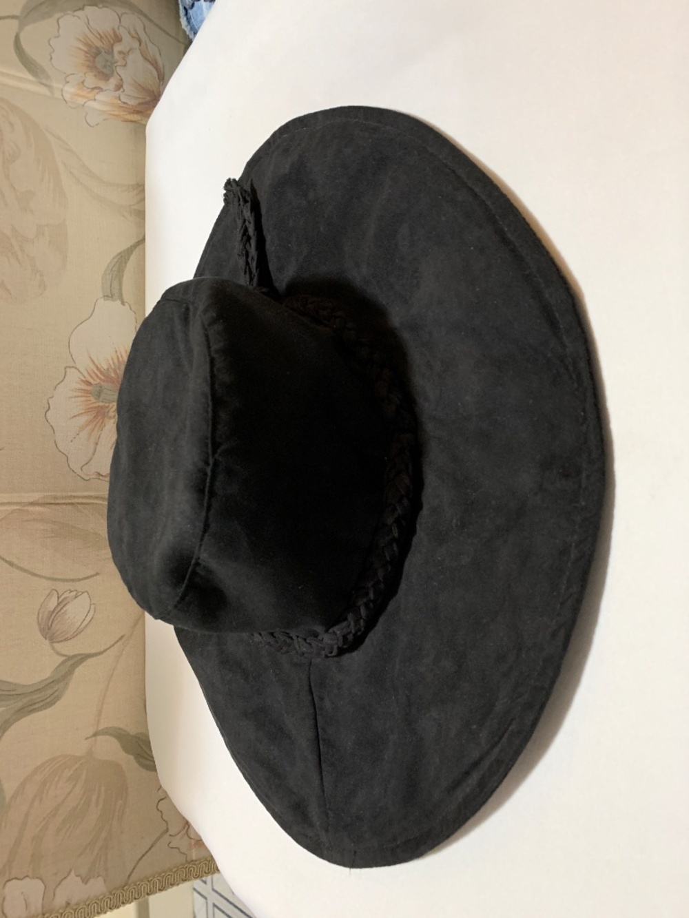 Vintage The Hatter Company Soft Floppy Black Sueded Hat with Braided Band